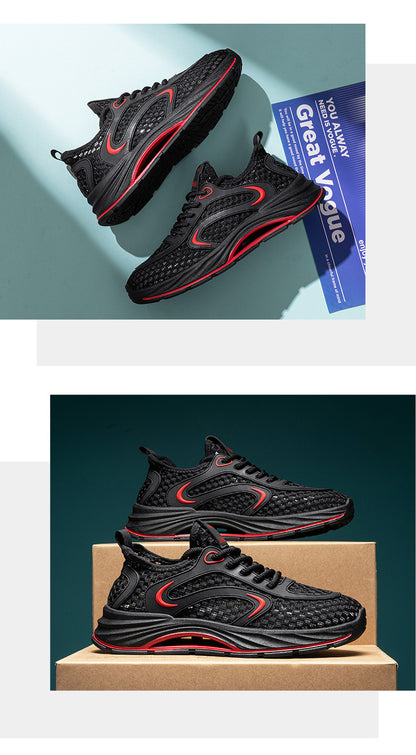 Casual Sports Shoes for Men 2025 New Summer Cut Out Mesh Shoes for Men 45 Large Size Heightening Large Mesh Men's Shoes