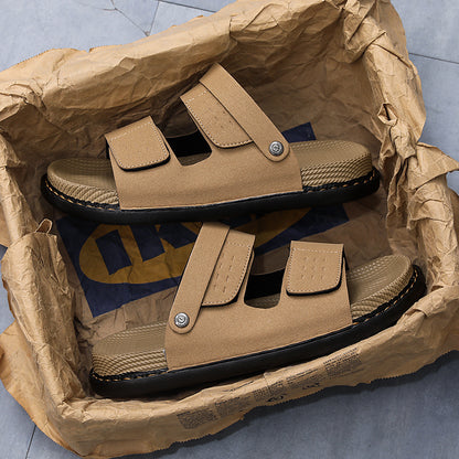 Linen Slippers for Men, Summer Outdoor Wear, Thick-Soled Woven Driving and Casual Sandals for Men