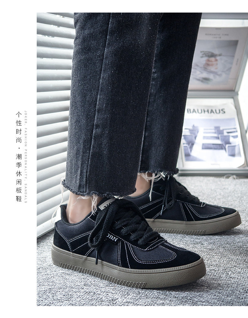 Douchuan Thick-Soled Moral Training Shoes for Men 2025 Summer New Breathable Canvas Shoes for Men Versatile White Shoes Casual Sneakers for Men