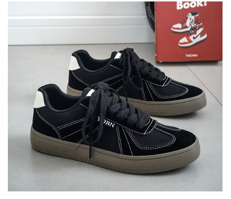 Douchuan Thick-Soled Moral Training Shoes for Men 2025 Summer New Breathable Canvas Shoes for Men Versatile White Shoes Casual Sneakers for Men