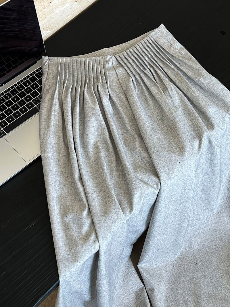 Luxi Gao Ding worsted ~ design pleated suit pants trousers women's old money style high waist mopping wide leg pants 1919