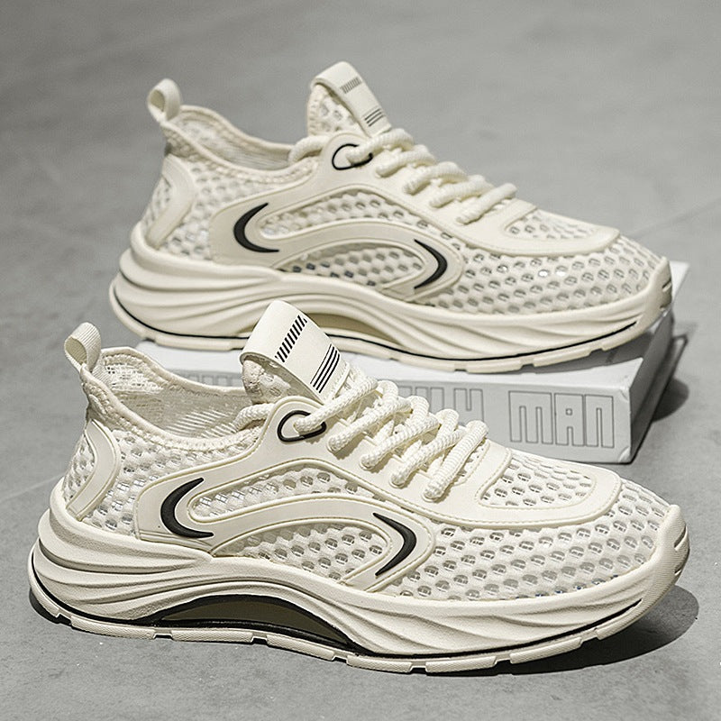 Casual Sports Shoes for Men 2025 New Summer Cut Out Mesh Shoes for Men 45 Large Size Heightening Large Mesh Men's Shoes