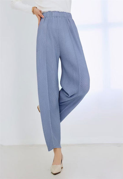 Textured Pleated Pants Women's Casual Pants Versatile Slimming Look Miyake New High-Waisted Straight Pants Narrow Version Women's Harem Pants