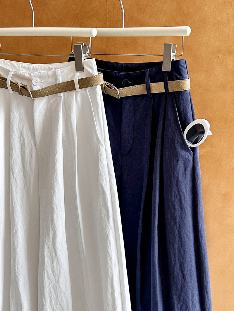 Juzhi Spring New Korean Style Washing Tooling Straight Tube Commuter High Waist Slimming Wide Leg Pants 8058