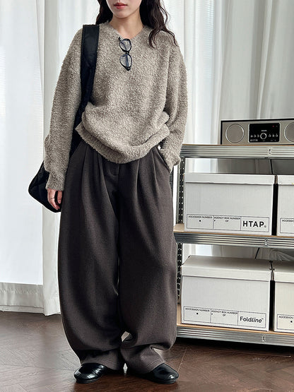 Luxi pants giant good ~ Korean thick woolen sickle pants women fall/winter new slim cashmere pants 1829