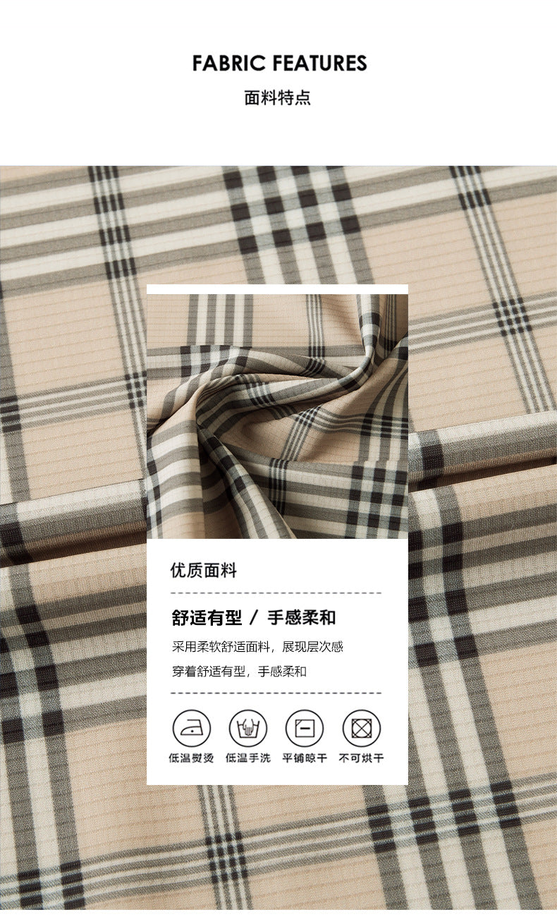 Men's Short-sleeved Shirt Summer Non-marking Non-ironing Youth Short-sleeved Shirt Men's Fashion Plaid Casual Shirt Men's Short-sleeved Shirt