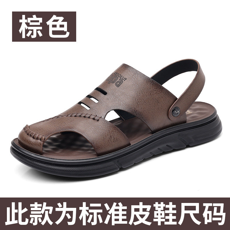 Genuine Leather Toe-Toe Sandals for Men, New Summer Style, Breathable Casual Men's Sandals, Soft Surface Beach Shoes for Men