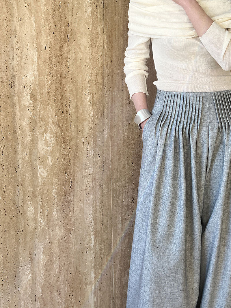 Luxi Gao Ding worsted ~ design pleated suit pants trousers women's old money style high waist mopping wide leg pants 1919