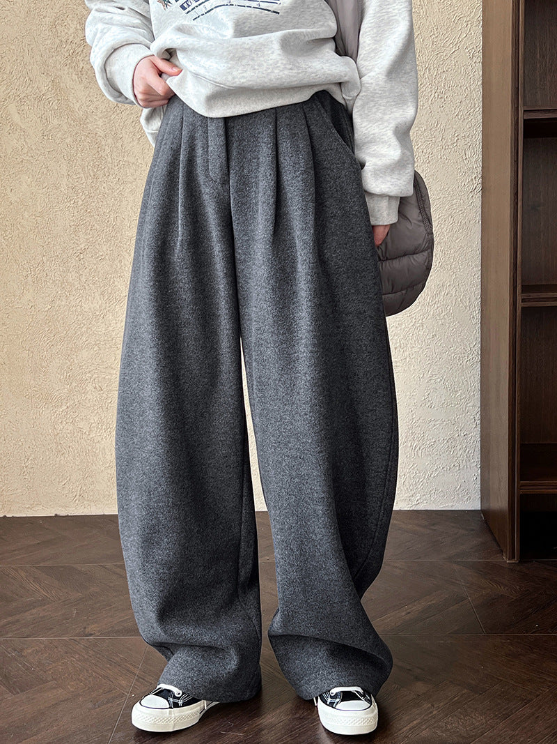 Luxi pants giant good ~ Korean thick woolen sickle pants women fall/winter new slim cashmere pants 1829
