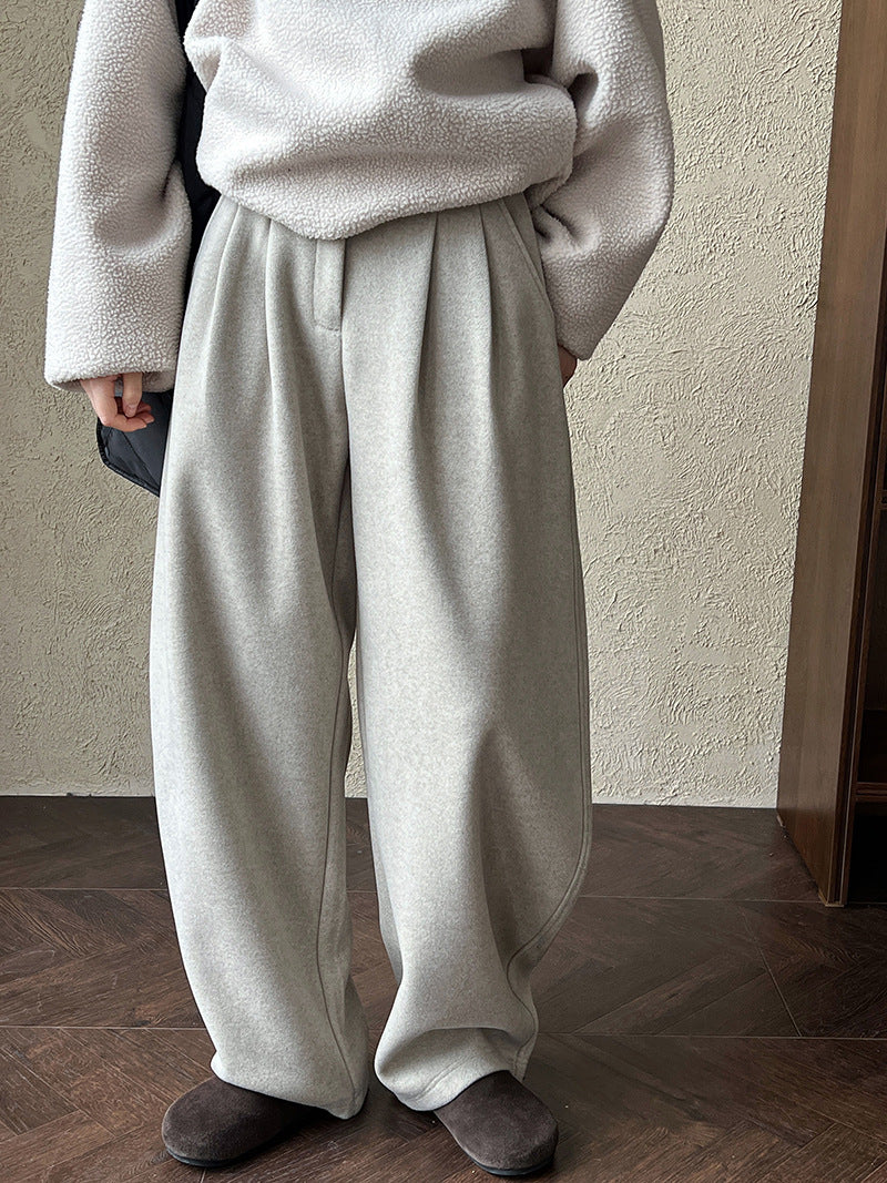 Luxi pants giant good ~ Korean thick woolen sickle pants women fall/winter new slim cashmere pants 1829