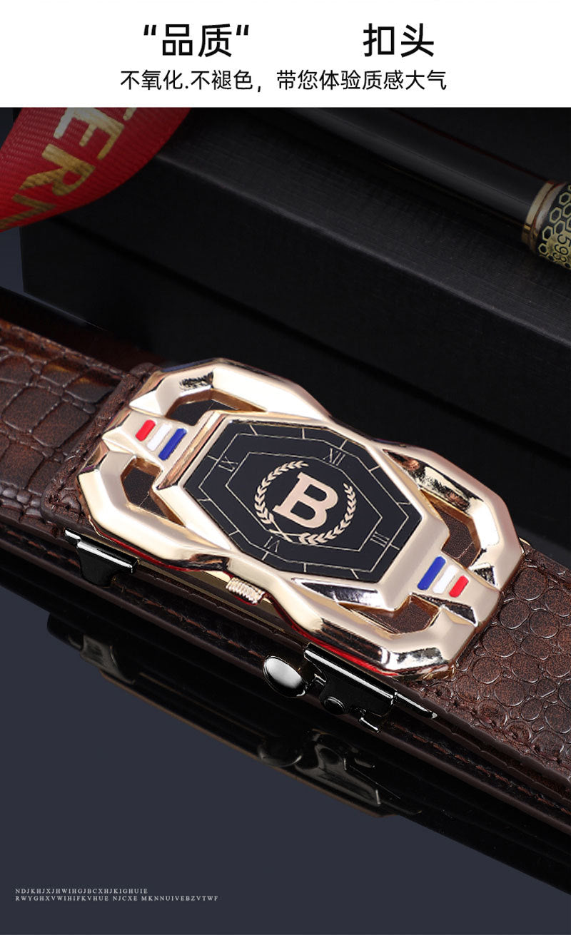 Men's Crocodile Pattern Leather Belt