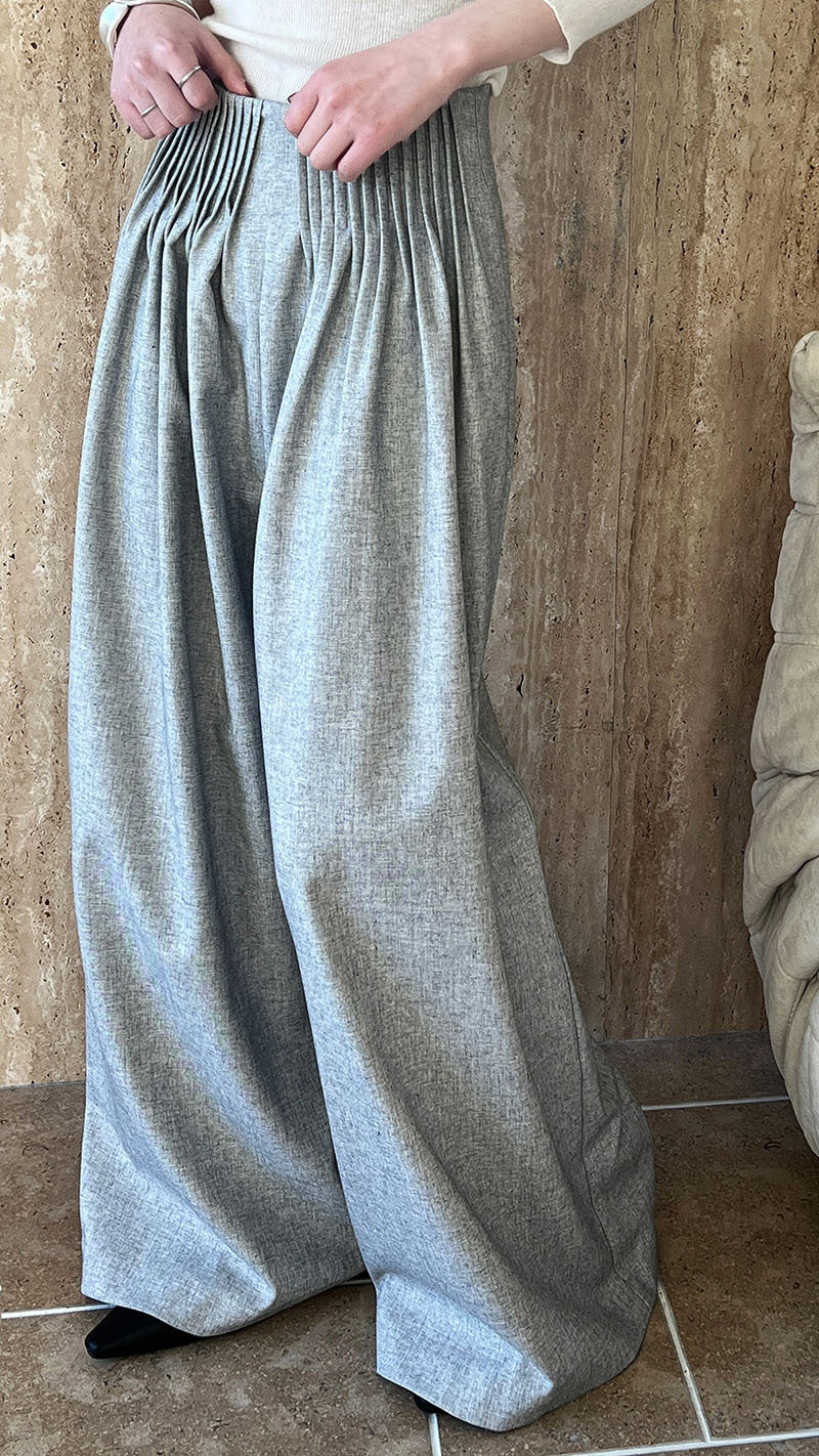 Luxi Gao Ding worsted ~ design pleated suit pants trousers women's old money style high waist mopping wide leg pants 1919
