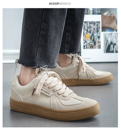 Douchuan Thick-Soled Moral Training Shoes for Men 2025 Summer New Breathable Canvas Shoes for Men Versatile White Shoes Casual Sneakers for Men