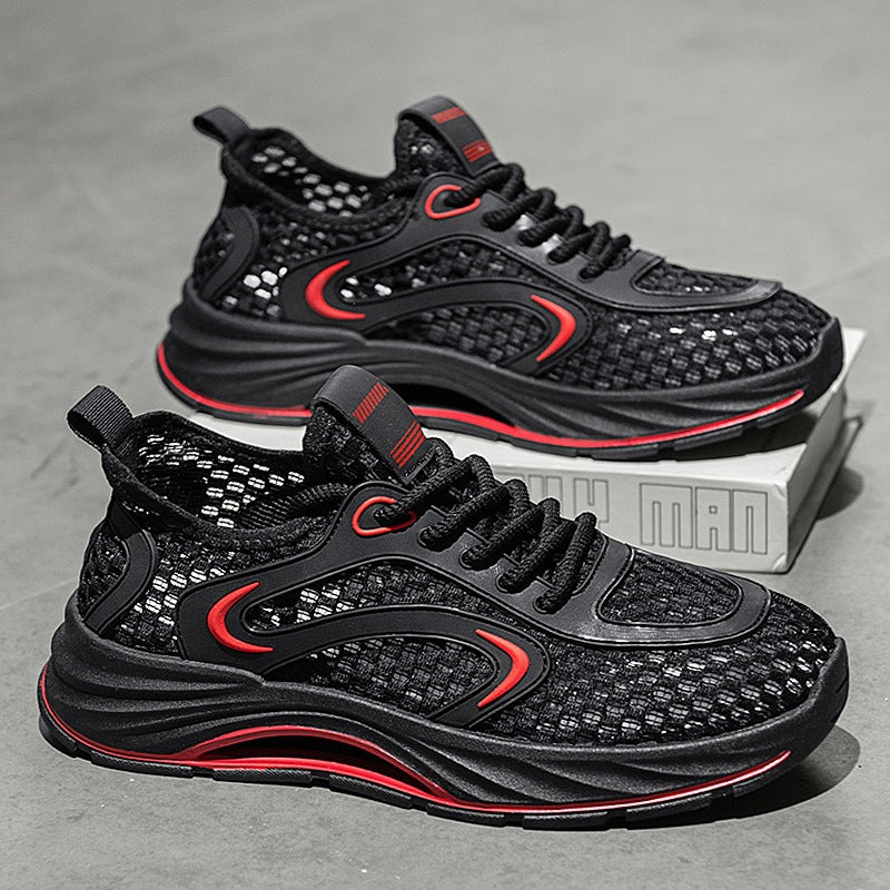 Casual Sports Shoes for Men 2025 New Summer Cut Out Mesh Shoes for Men 45 Large Size Heightening Large Mesh Men's Shoes