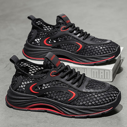 Casual Sports Shoes for Men 2025 New Summer Cut Out Mesh Shoes for Men 45 Large Size Heightening Large Mesh Men's Shoes
