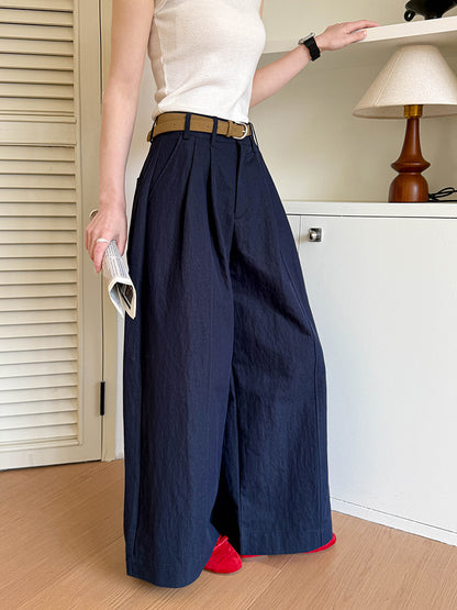 Juzhi Spring New Korean Style Washing Tooling Straight Tube Commuter High Waist Slimming Wide Leg Pants 8058