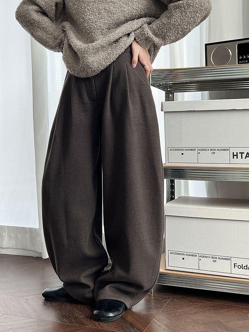 Luxi pants giant good ~ Korean thick woolen sickle pants women fall/winter new slim cashmere pants 1829