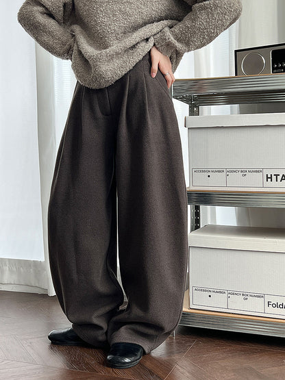 Luxi pants giant good ~ Korean thick woolen sickle pants women fall/winter new slim cashmere pants 1829