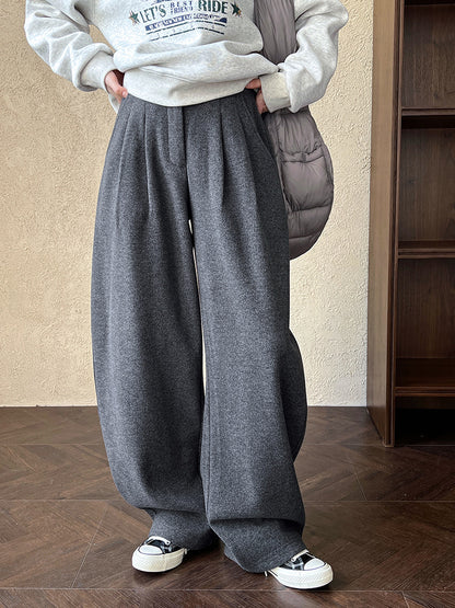 Luxi pants giant good ~ Korean thick woolen sickle pants women fall/winter new slim cashmere pants 1829
