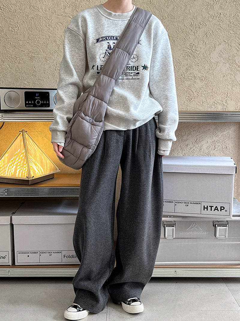 Luxi pants giant good ~ Korean thick woolen sickle pants women fall/winter new slim cashmere pants 1829
