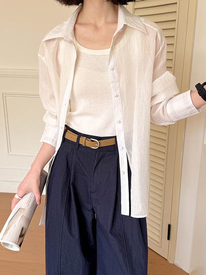 Juzhi Spring New Korean Style Washing Tooling Straight Tube Commuter High Waist Slimming Wide Leg Pants 8058