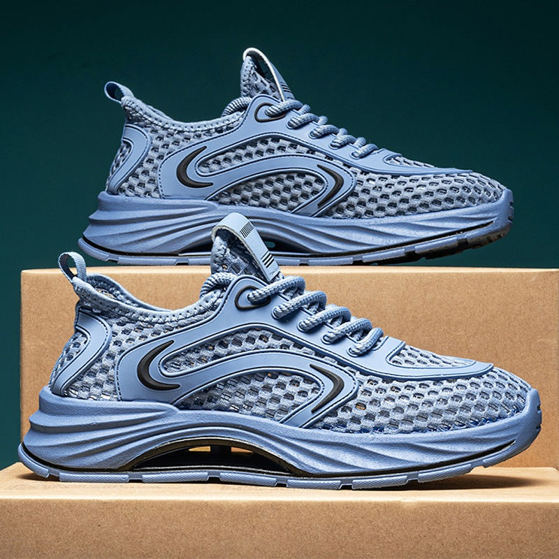 Casual Sports Shoes for Men 2025 New Summer Cut Out Mesh Shoes for Men 45 Large Size Heightening Large Mesh Men's Shoes