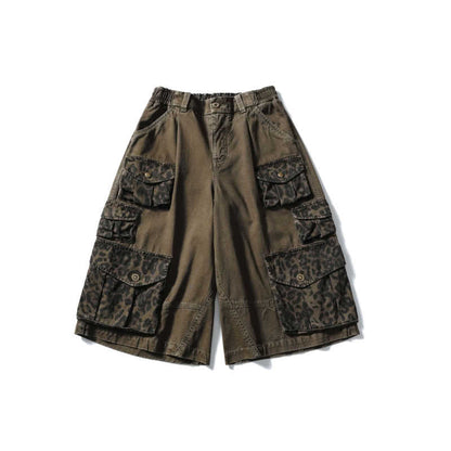 Black Fleet Retro Washed Solid Color Workwear Capri Pants Unisex Versatile Fashion Everyday Pants Trendy Straight-Leg