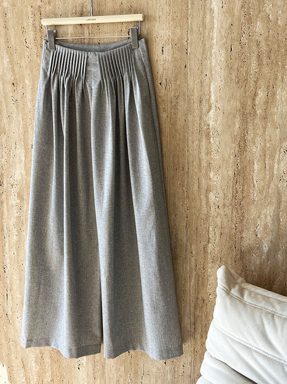 Luxi Gao Ding worsted ~ design pleated suit pants trousers women's old money style high waist mopping wide leg pants 1919