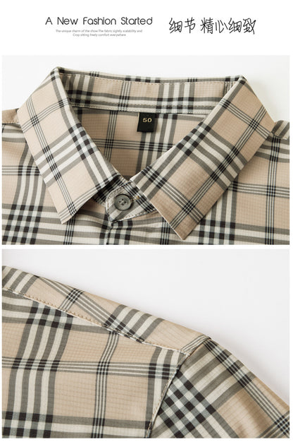 Men's Short-sleeved Shirt Summer Non-marking Non-ironing Youth Short-sleeved Shirt Men's Fashion Plaid Casual Shirt Men's Short-sleeved Shirt
