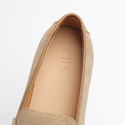 Elegant Gentleman British Retro Handmade Nubuck Leather Slip-On Tassel Loafers for Men, Lazy Casual Beanie Shoes for Men