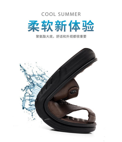 Genuine Leather Toe-Toe Sandals for Men, New Summer Style, Breathable Casual Men's Sandals, Soft Surface Beach Shoes for Men