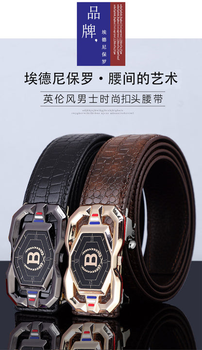 Men's Crocodile Pattern Leather Belt