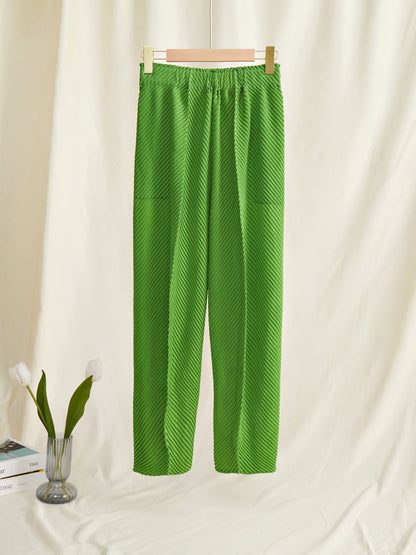Textured Pleated Pants Women's Casual Pants Versatile Slimming Look Miyake New High-Waisted Straight Pants Narrow Version Women's Harem Pants