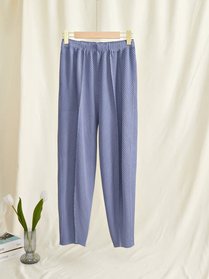 Textured Pleated Pants Women's Casual Pants Versatile Slimming Look Miyake New High-Waisted Straight Pants Narrow Version Women's Harem Pants