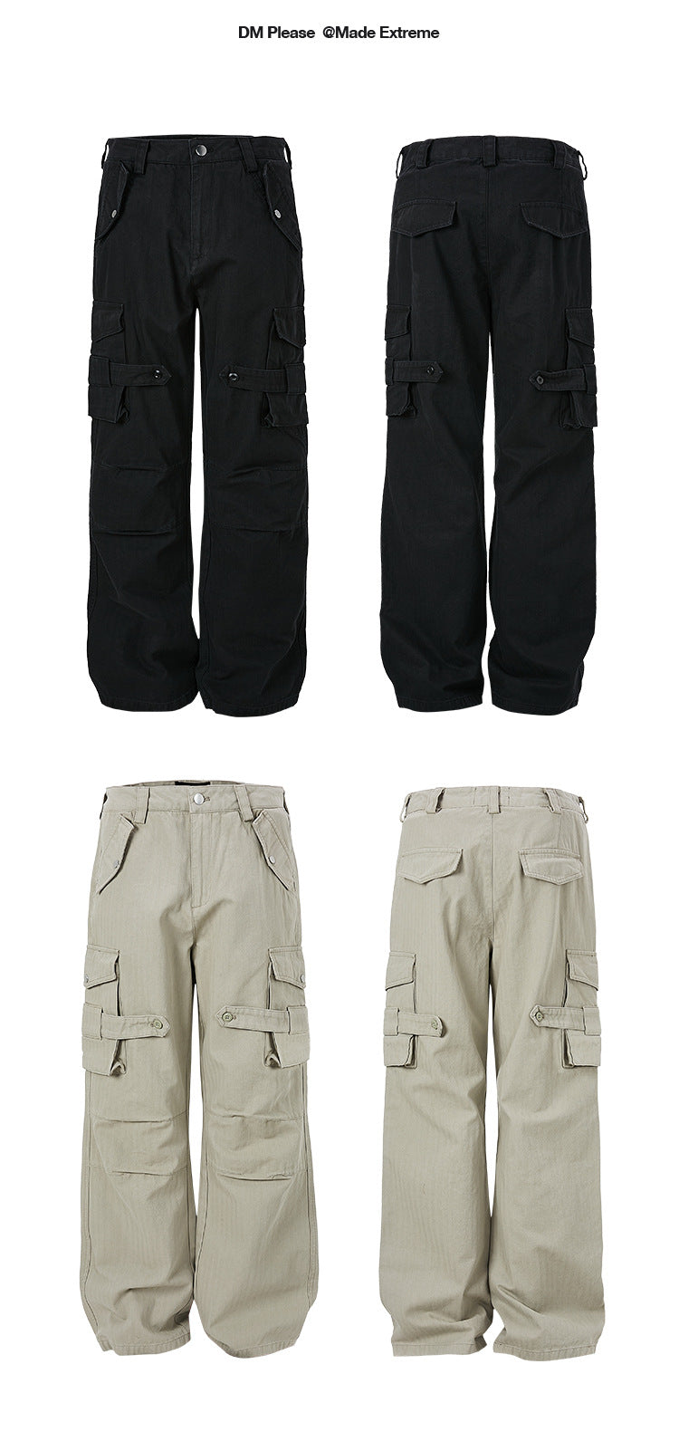 MADEEXTREME Spring Men's Washed Old Three-Dimensional Tactical Pocket Inspired Workwear Paratrooper Pants