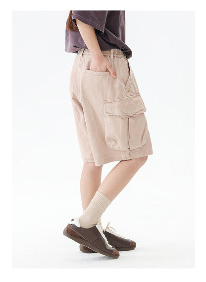 Black Fleet American-Style Shorts Men's Summer Workwear Six-Point Pants Multi-Pocket Loose Casual Couple Style Retro Heavyweight