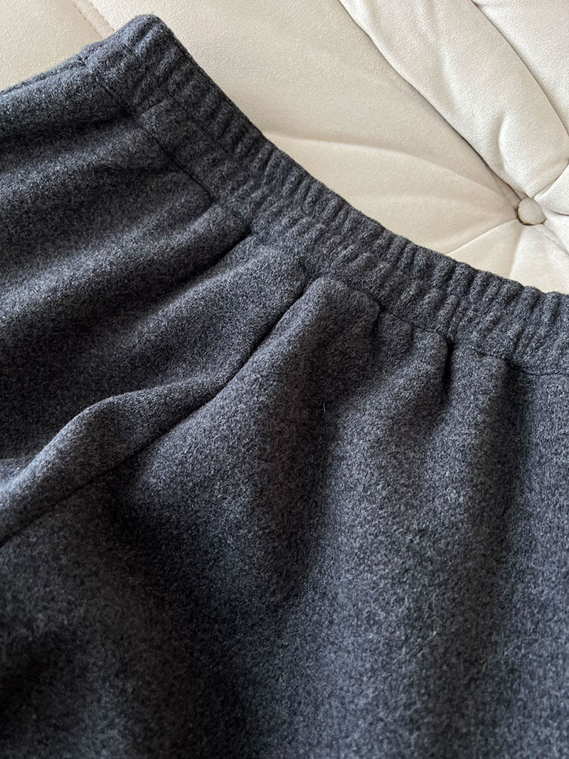 Luxi pants giant good ~ Korean thick woolen sickle pants women fall/winter new slim cashmere pants 1829
