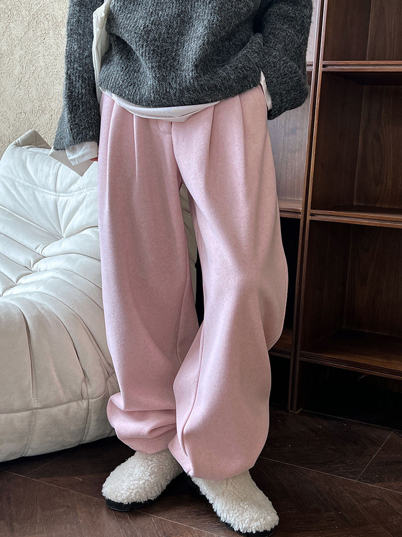 Luxi pants giant good ~ Korean thick woolen sickle pants women fall/winter new slim cashmere pants 1829