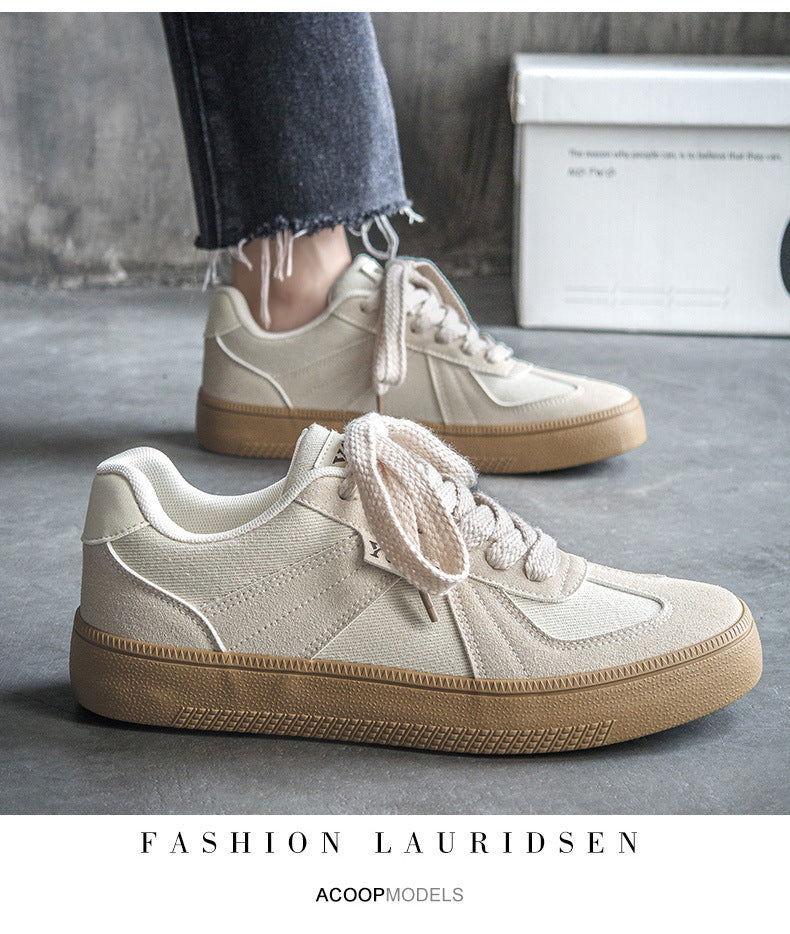 Douchuan Thick-Soled Moral Training Shoes for Men 2025 Summer New Breathable Canvas Shoes for Men Versatile White Shoes Casual Sneakers for Men