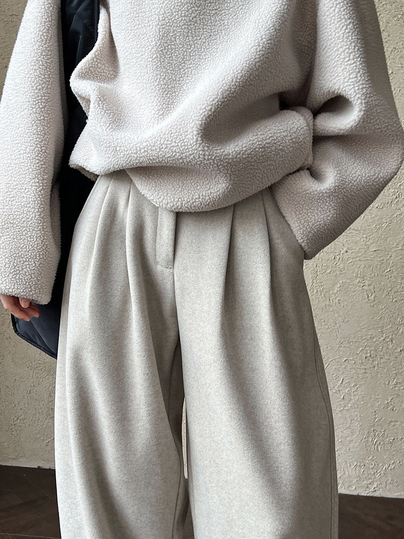 Luxi pants giant good ~ Korean thick woolen sickle pants women fall/winter new slim cashmere pants 1829