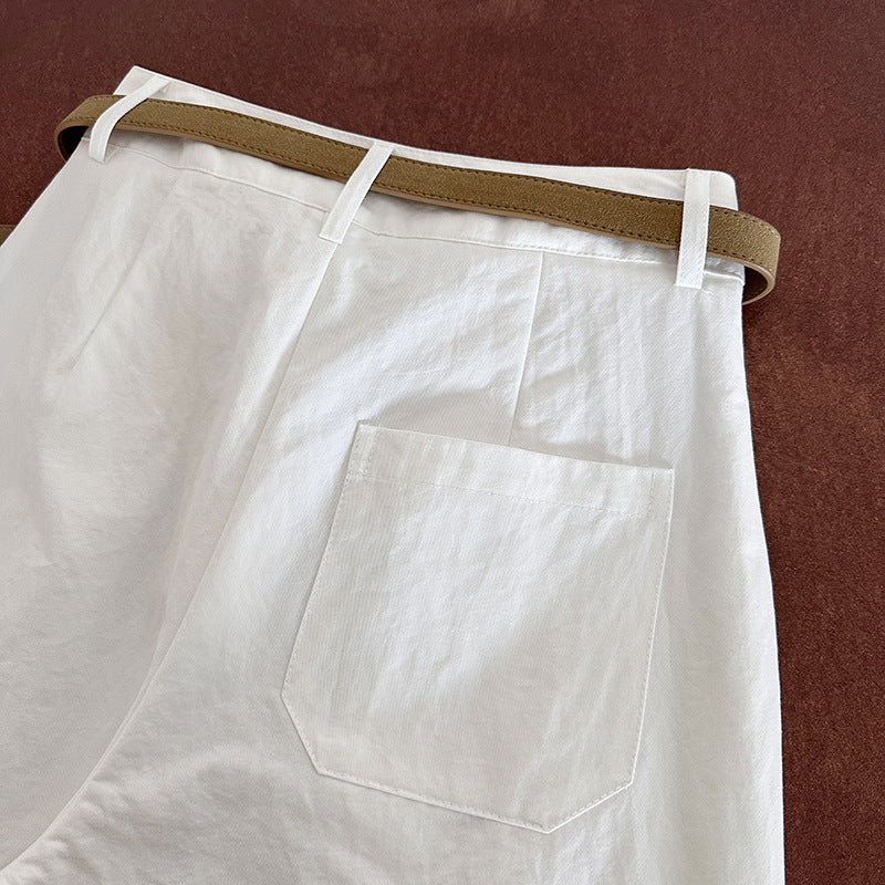 Juzhi Spring New Korean Style Washing Tooling Straight Tube Commuter High Waist Slimming Wide Leg Pants 8058