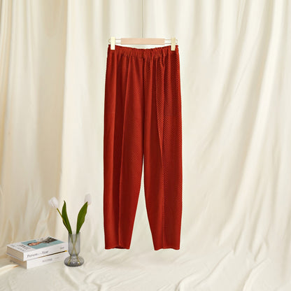 Textured Pleated Pants Women's Casual Pants Versatile Slimming Look Miyake New High-Waisted Straight Pants Narrow Version Women's Harem Pants