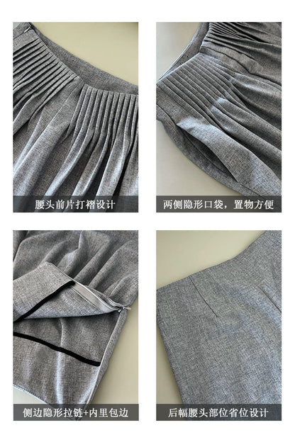 Luxi Gao Ding worsted ~ design pleated suit pants trousers women's old money style high waist mopping wide leg pants 1919