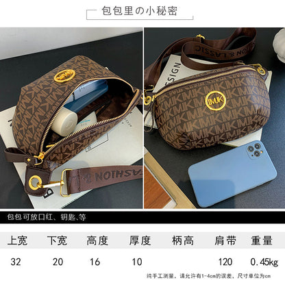 Brand Handbags for Women 2026 New Style Monogram Fashion Texture Retro Print Women's Chest Bag Versatile Shoulder Crossbody Bag