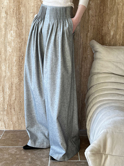 Luxi Gao Ding worsted ~ design pleated suit pants trousers women's old money style high waist mopping wide leg pants 1919