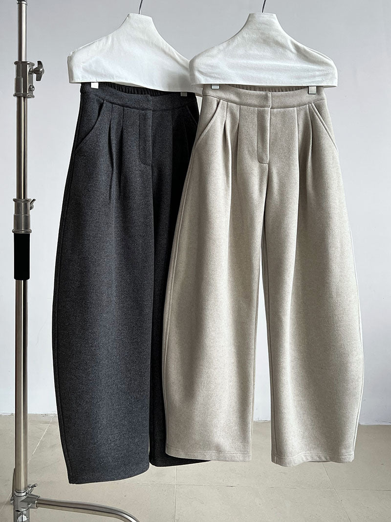 Luxi pants giant good ~ Korean thick woolen sickle pants women fall/winter new slim cashmere pants 1829
