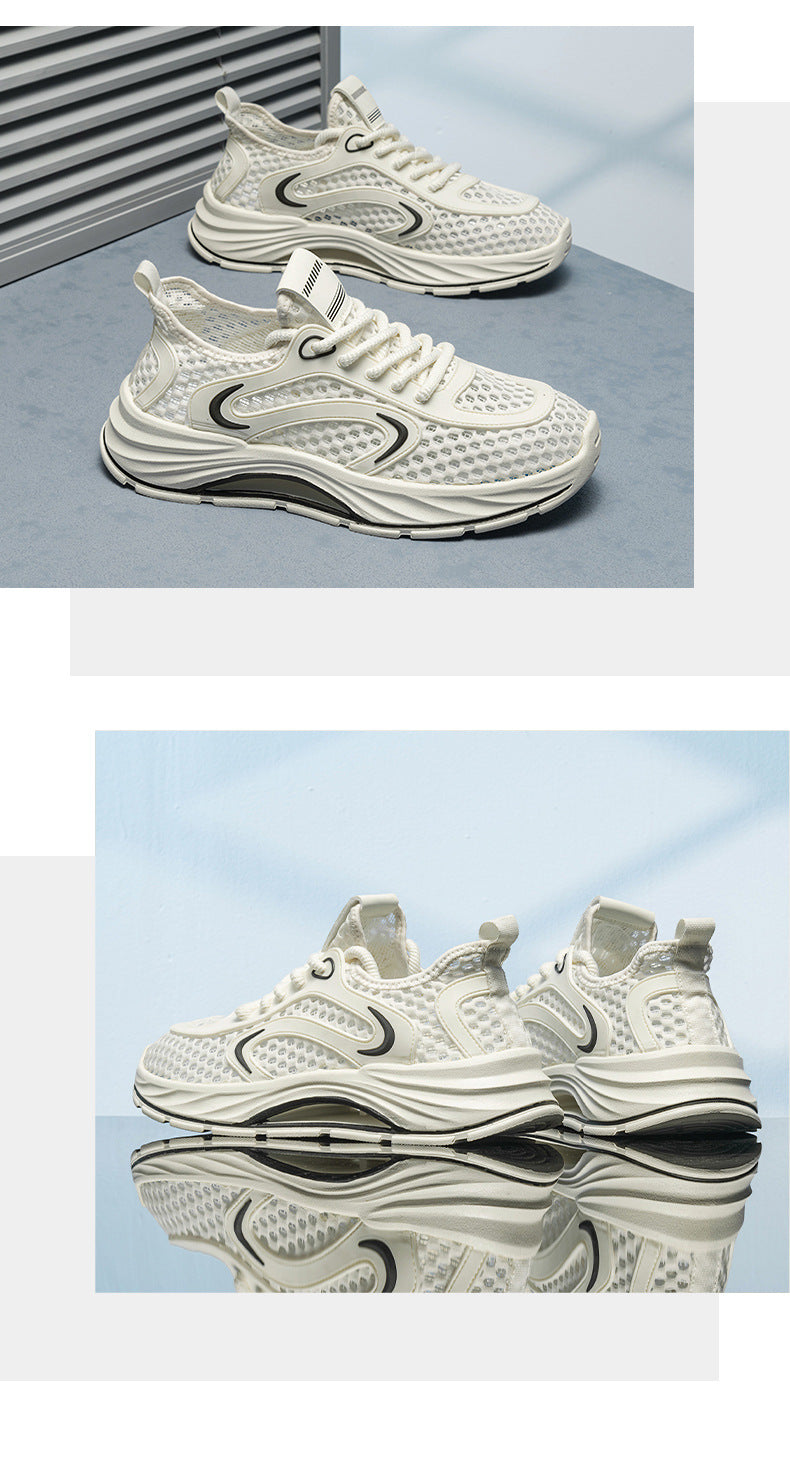 Casual Sports Shoes for Men 2025 New Summer Cut Out Mesh Shoes for Men 45 Large Size Heightening Large Mesh Men's Shoes