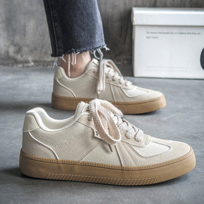 Douchuan Thick-Soled Moral Training Shoes for Men 2025 Summer New Breathable Canvas Shoes for Men Versatile White Shoes Casual Sneakers for Men