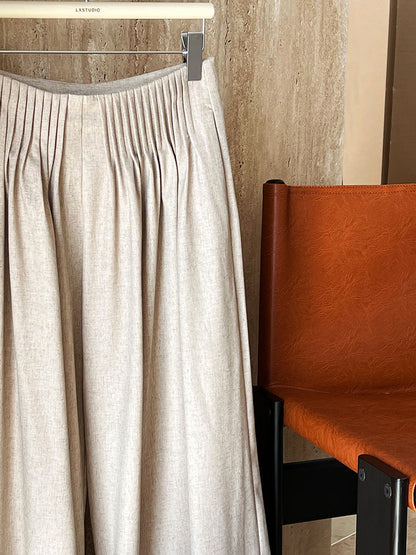 Luxi Gao Ding worsted ~ design pleated suit pants trousers women's old money style high waist mopping wide leg pants 1919
