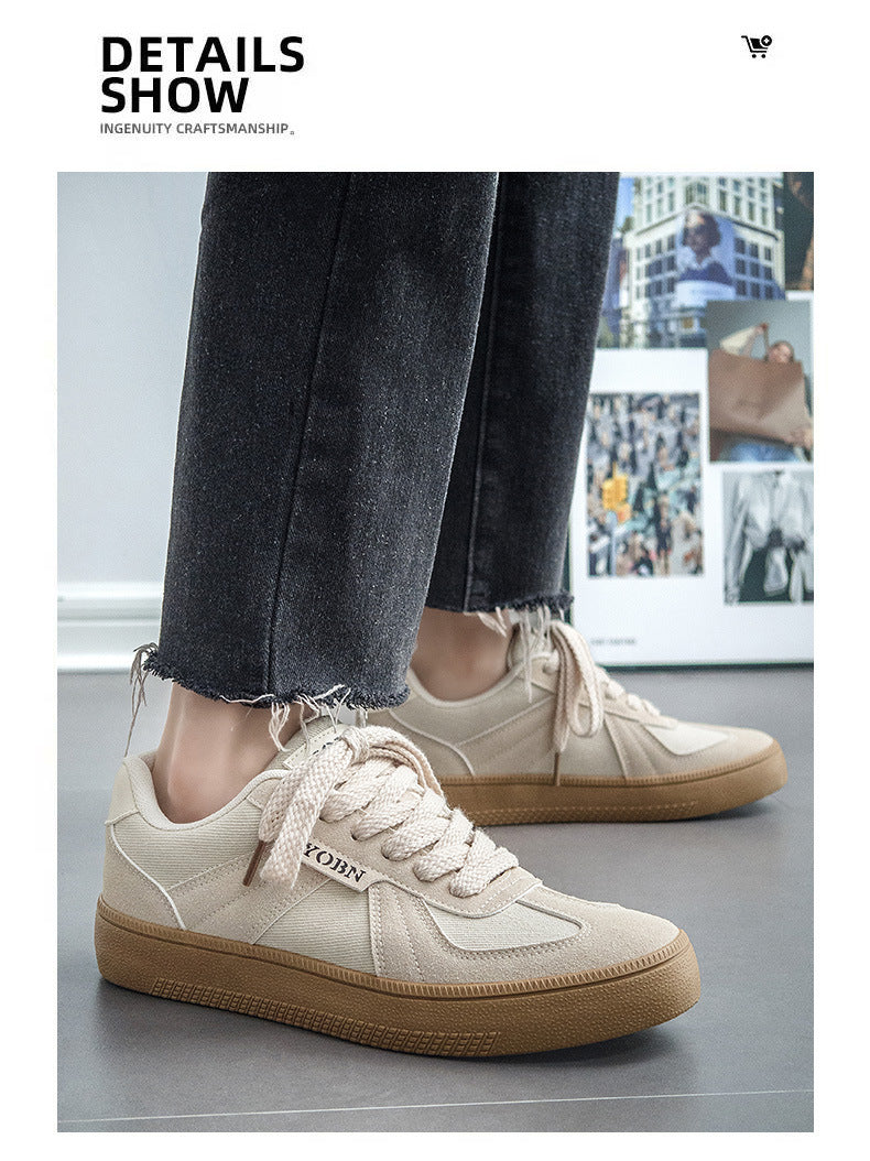 Douchuan Thick-Soled Moral Training Shoes for Men 2025 Summer New Breathable Canvas Shoes for Men Versatile White Shoes Casual Sneakers for Men